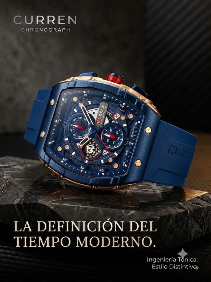 Curren Chronograph Azul & Oro Rosa